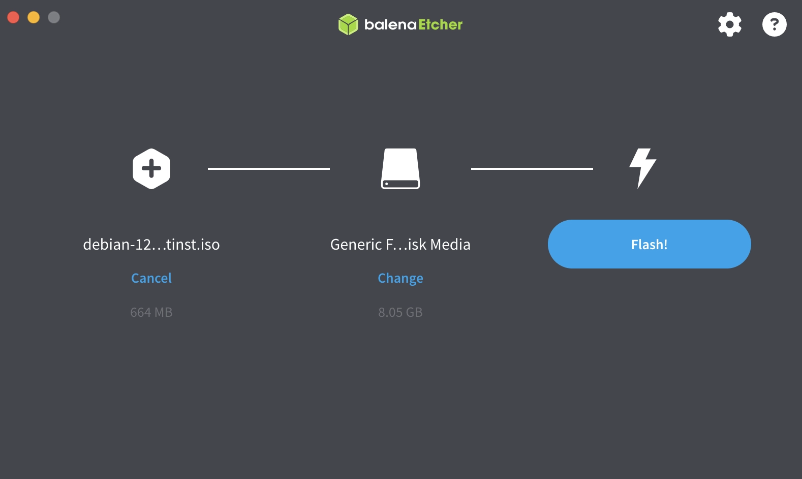 BalenaEtcher Scelte