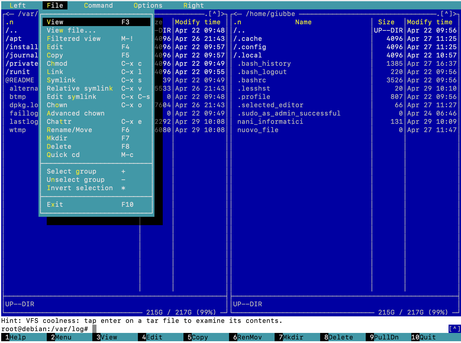 menu file
