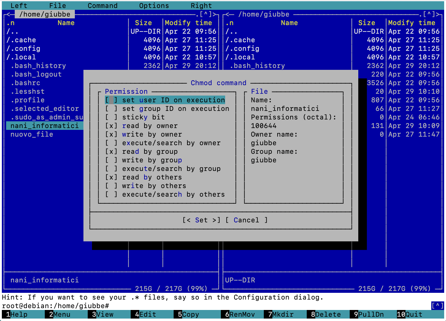 mc chmod