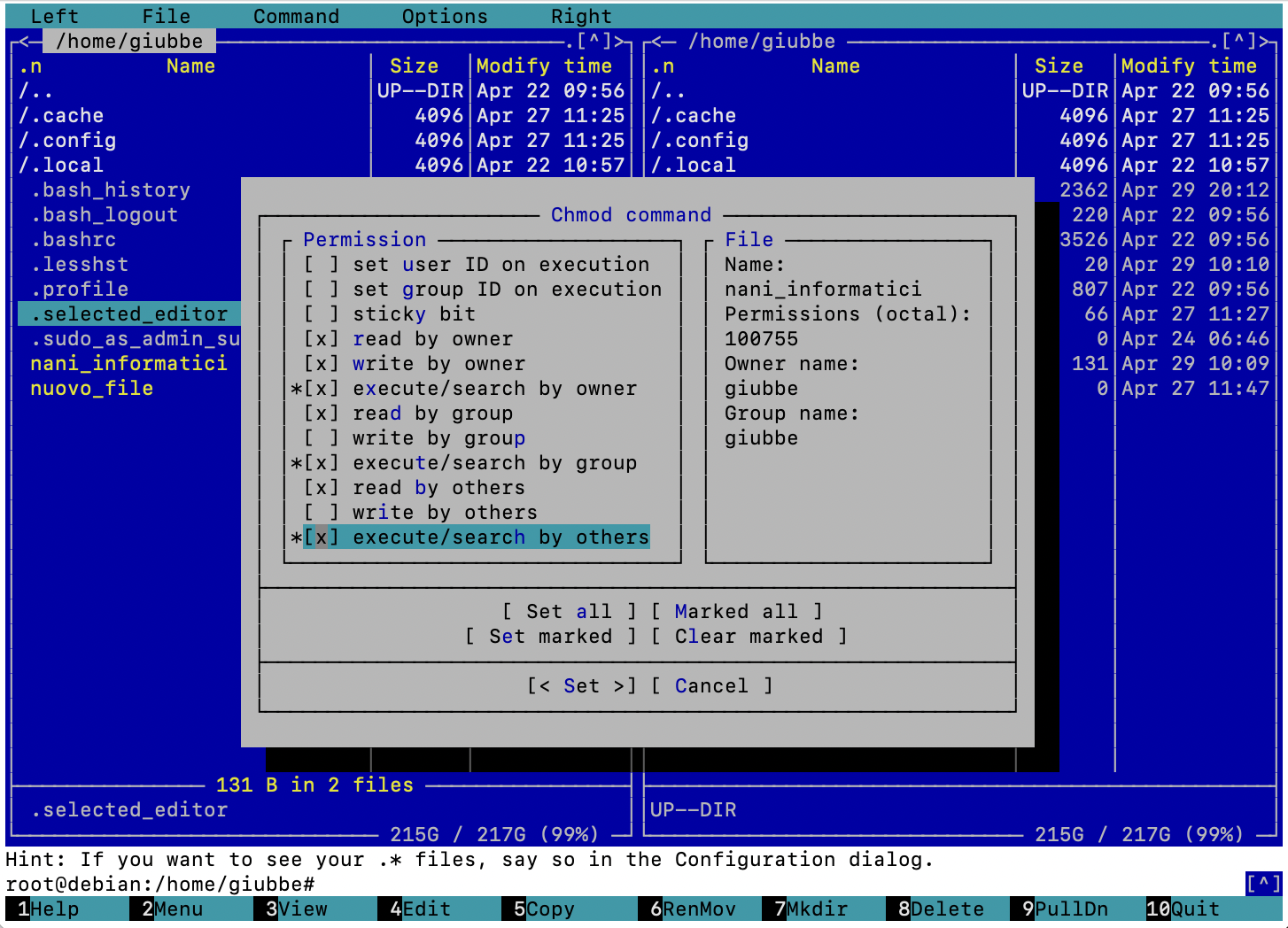mc chmod