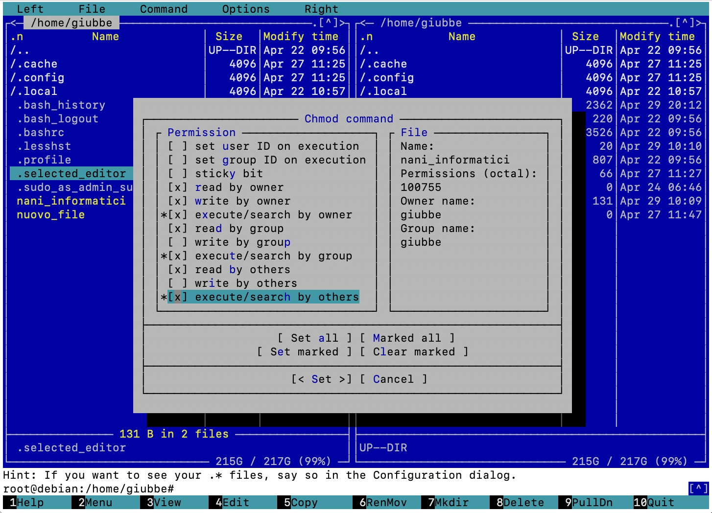mc chmod