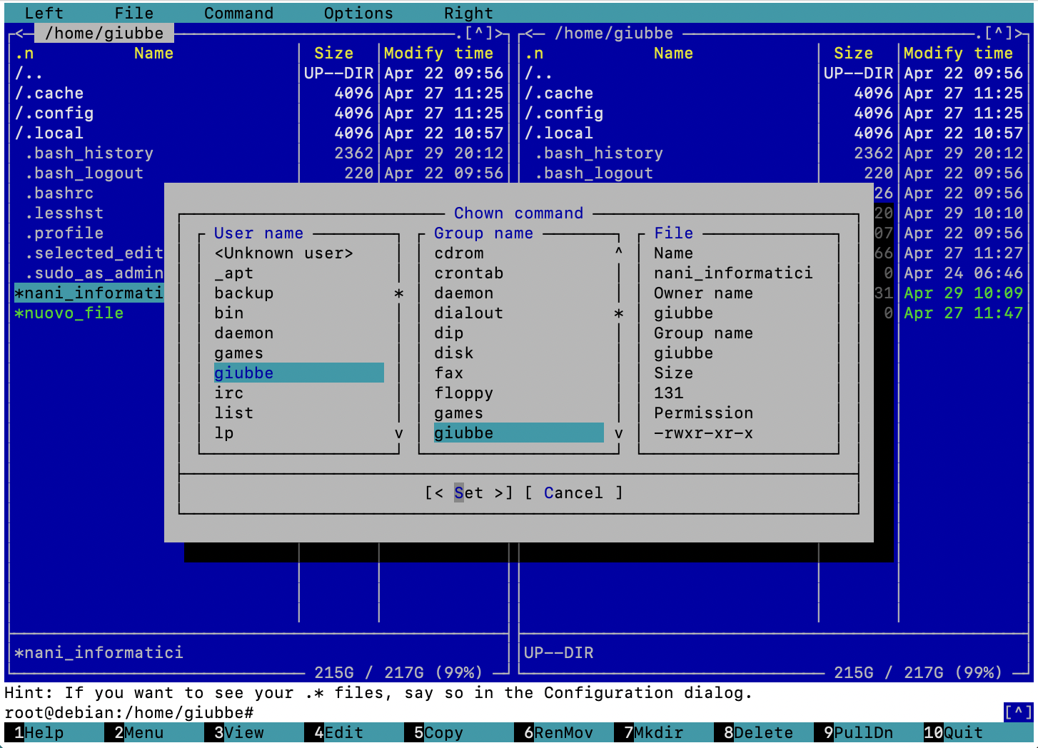 mc chmod