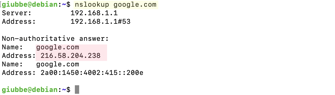 nslookup